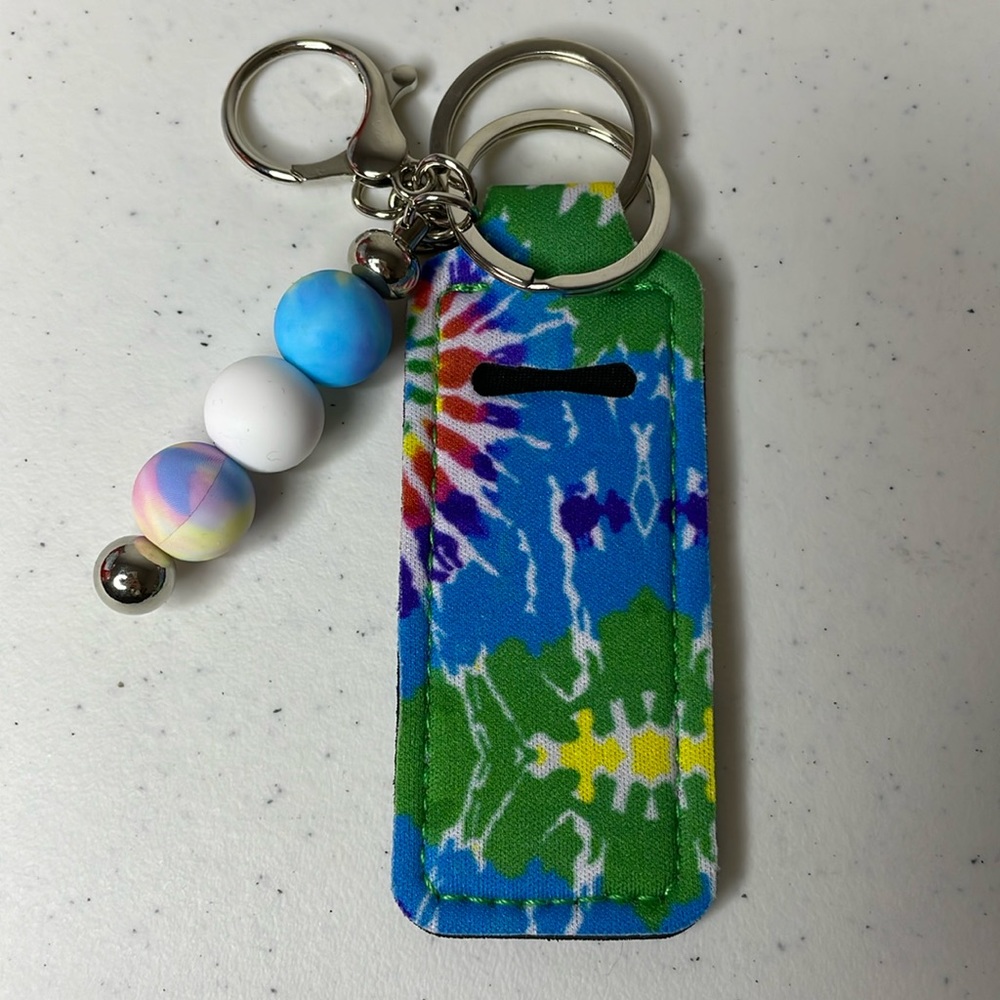 Tie Dye Key Chain And Chapstick Holder